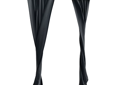 Elegant Black Modern Curtains With Pleated Design And Flowing Drapery 3d model
