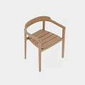 Modern Wooden Dining Chair With Armrests And Simple Slat Seat Design