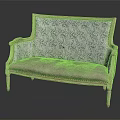 Classic Style Sectional Sofa with Wooden Frame Blue Green Patterned Fabric and Nailhead Trim