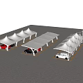 Carport Canopies With Different Shapes Covering Parking Areas And Cars
