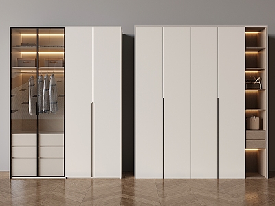 Cream wind wardrobe glass wardrobe 3d model