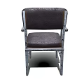 Comfortable Single Chair With Leather Seat And Metal Armrests Frame Design