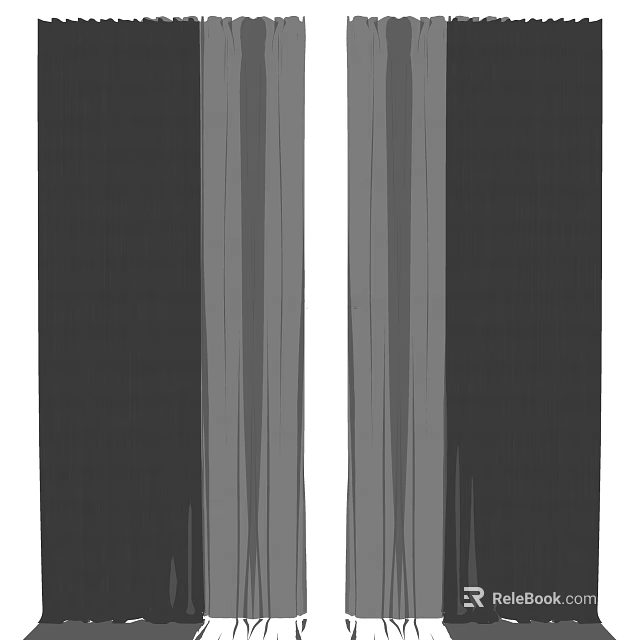 Modern Black White and Gray Curtains with Elegant Hanging Design for Home Decor 3d model 