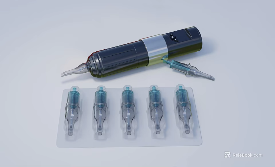 Professional Precision Pen with Replacement Stainless Steel Tips and Transparent Storage Tray 3d model 