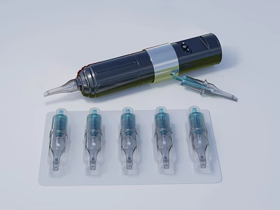 Professional Precision Pen with Replacement Stainless Steel Tips and Transparent Storage Tray 3d model