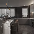 Modern Living and Dining Area with Sofa Coffee Table Fireplace Decorative Rug and Dining Set