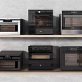Modern Stylish Kitchen Appliances With Six Ovens On Two Shelves