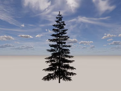 Tall Arbor Standing Against Blue Sky With White Clouds And Open Ground 3d model