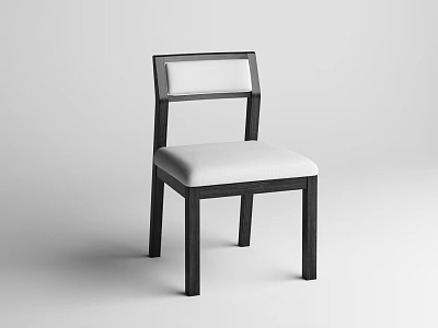 Modern Dining Chair With Dark Wood Frame And Light Upholstered Seat Back 3d model