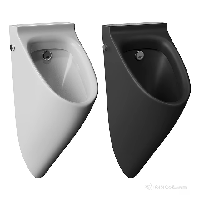Modern White And Black Urinals With Sleek Wall Mounted Contemporary Design 3d model 