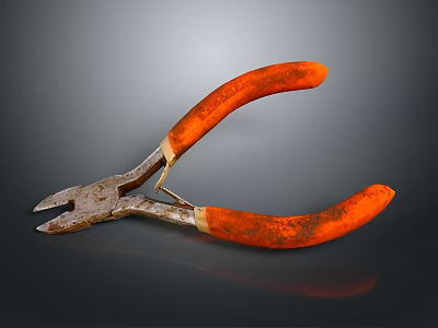Sturdy Orange Handle Pliers For Professional Hardware Repair And Gripping Tasks 3d model
