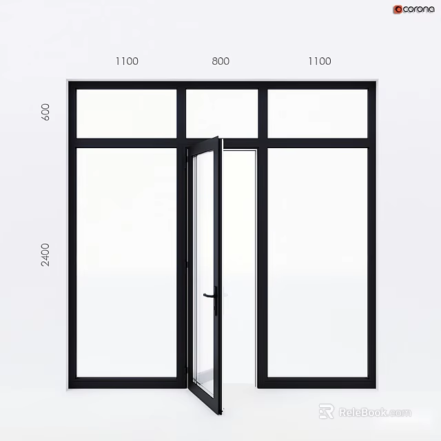 Modern Sliding Door Design With Glass Panels And Black Frame Structure 3d model 