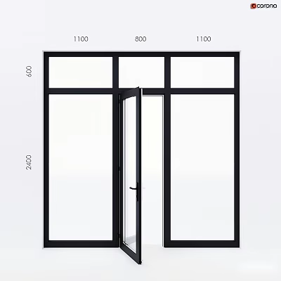 Modern Sliding Door Design With Glass Panels And Black Frame Structure 3d model