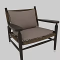 Single Sofa With Wooden Armrests Wicker Panels Light Cushion And Modern Design