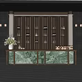 Luxurious Sales Office Interior With Marble Bar Counter Wine Racks Flower Arrangement And Warm Lighting