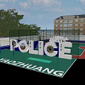 Yaozhuang Police Basketball Court With Green Surface Net Fence And Buildings