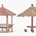 modern pavilion landscape pavilion thatched pavilion village pavilion village structure village sketch wood frame pavilion 3d model