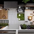 Courtyard Garden Design With Paved Area Wooden Deck Green Plants And Seating Space