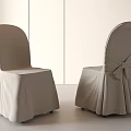 Beige Dining Chairs with Pleated Skirt and Bow Accent in Modern Minimalist Interior