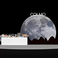 Modern COLMO Tea Break Area Featuring Moon Display Counter And Hills 3d model