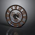 Vintage Mechanical Clock Design With Roman Numerals And Exposed Gears