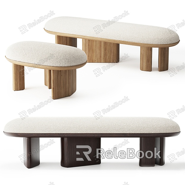 Modern Bed End Stool Wooden Fabric Bed End Stool Shoe Changing Stool model