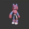 Cute 3D Cartoon Game Character With Pink Hoodie Blue Ears Pink Gloves And Shoes