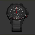 Fashionable Men's Watch With Black Dial Stainless Steel Strap Red Hands Modern Design