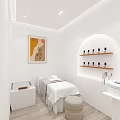 Modern Beauty Salon Interior With Treatment Bed Skincare Products And Professional Equipment