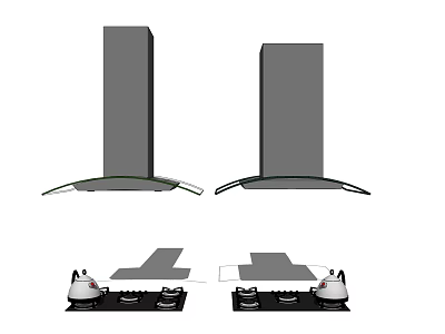 Modern Kitchen Appliances Featuring Range Hoods And Gas Stoves For Home Use 3d model