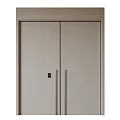 Modern Light Gray Double Doors With Metal Handles And Lock Design 3d model