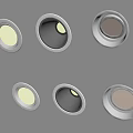 Six Modern Recessed Downlights With White Trim On Gray Ceiling Illumination