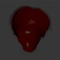 Game Movie Character 3D Head Model With Red Gradient Hair And Gray Background