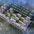 Aerial Planning of Residential Community with High Rise Buildings Low Rise Structures and Green Spaces