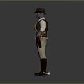 Game Movie Character In Cowboy Hat Brown Vest White Shirt Bullet Belt And Boots