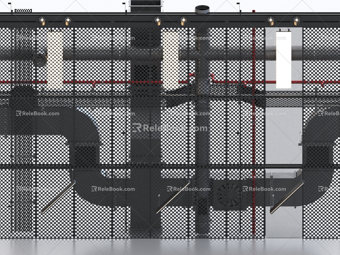 Industrial Air Duct Ceiling Air Conditioning Duct Trunking Fire Duct Air Conditioning Air Outlet Fresh Air Duct 3d model