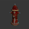Red Fire Hydrant With Gold Accents Chain Detail And Sturdy Base