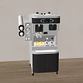 Commercial Beverage Dispenser With Digital Screen Storage Cabinet Wheels On Wooden Floor