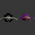 Two Character Outfits With White Gold Armor And Purple Costume Design Elements