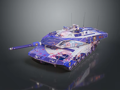 Modern Military Tank with Intricate Camouflage Patterns Long Cannon and Antennas 3d model