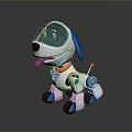 Cute Robot Dog With Transparent Helmet Sticking Out Tongue And Mechanical Parts