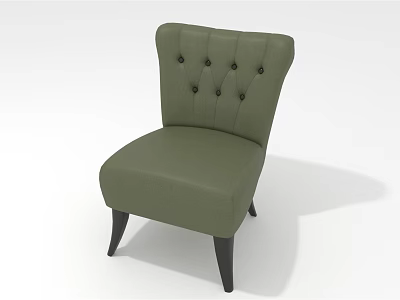 Elegant Green Single Sofa Featuring Button Tufted Backrest And Black Legs 3d model