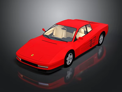 Red Ferrari Two Door Sports Car With Light Colored Interior And Sleek Design 3d model