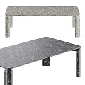 Modern Minimalist Functional Table With Gray Marble Top And Solid Stone Legs 3d model