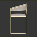 Modern Elegant Leisure Chair with Light Gray Fabric Curved Backrest and Golden Metal Frame