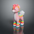 Cute Pink Pony Toy Figure With Rainbow Mane White Tail And Leg Stripes