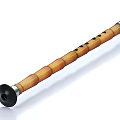 Traditional Bamboo Flute Musical Instrument with Sound Holes and Black Silver Ends