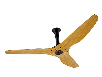 Modern Ceiling Air Conditioner Fan With Three Wooden Blades And Black Base 3d model