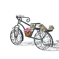 Vintage Iron Bicycle Garden Ornament With Flower Planters And Colorful Blooms