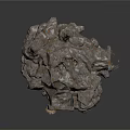 Natural Cave Interior With Rocky Walls Stone Table Dry Grass And Scattered Stones
